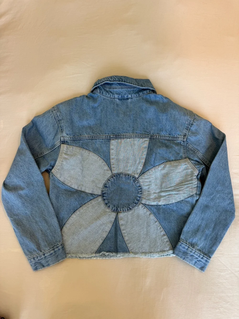 Old Navy Light Blue Denim Jacket with Large Flower Patch